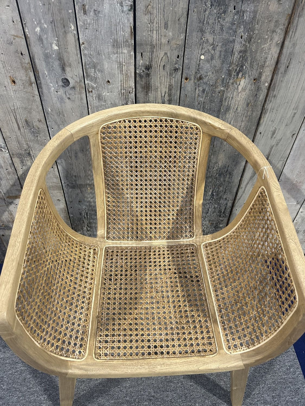 Modern Natural Teak Handwoven Rattan Tub Dining Chair