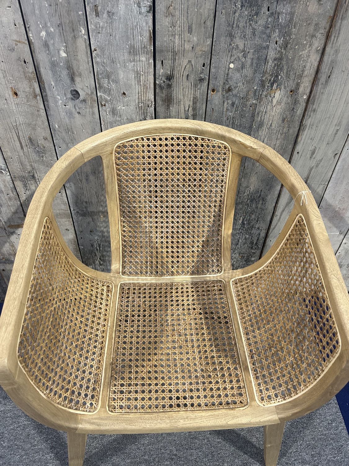 Modern Natural Teak Handwoven Rattan Tub Dining Chair