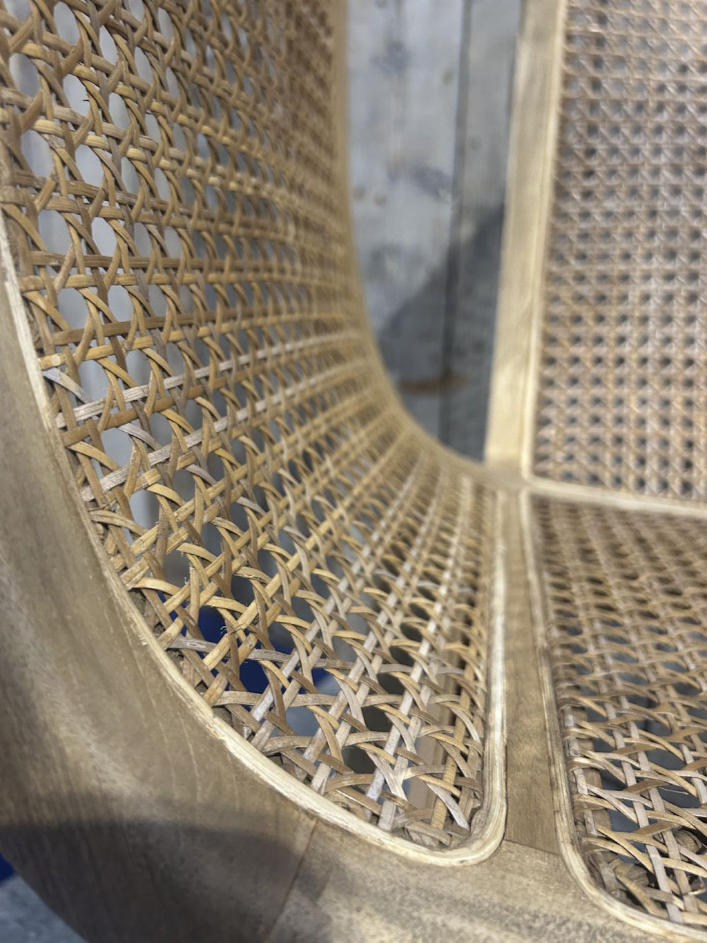 Modern Natural Teak Handwoven Rattan Tub Dining Chair