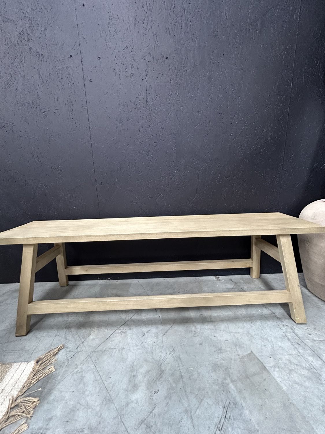 Vintage 160cm Rustic Mahogany Wood Bench with Stripped Back Finish