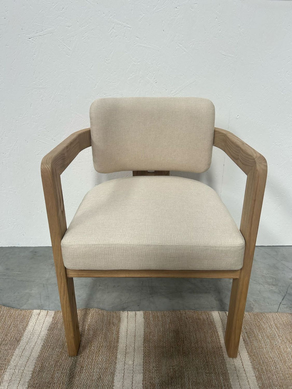 Modern Teak Wood Fabric Upholstered Dining Chair 58cm Wide