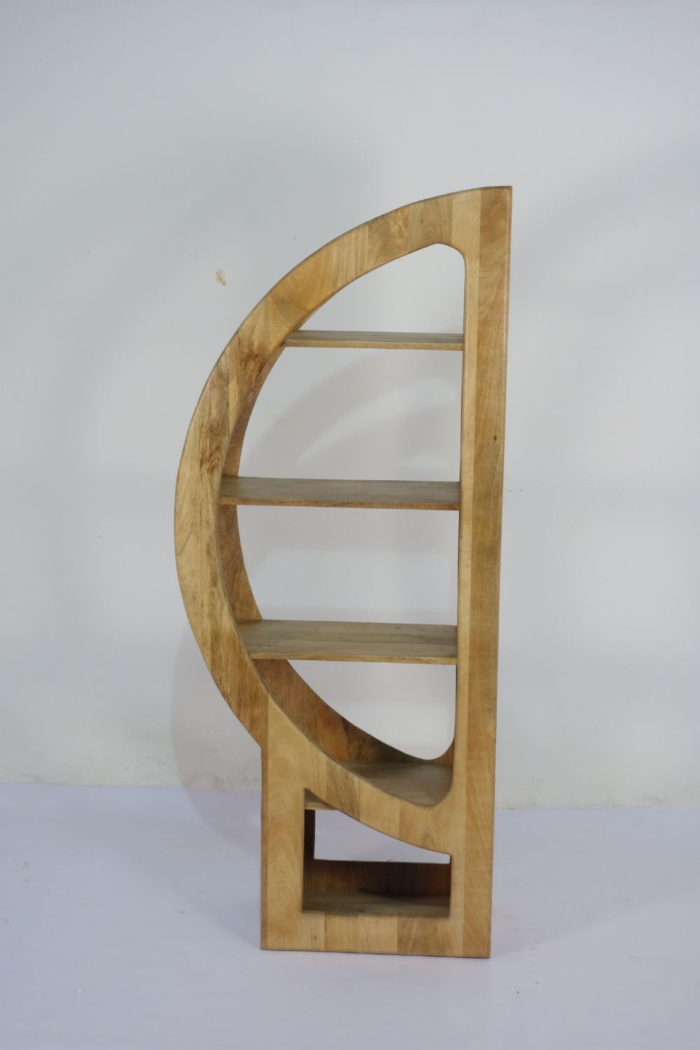 Traditional Mango Wood D Shape Open Storage Display Shelf