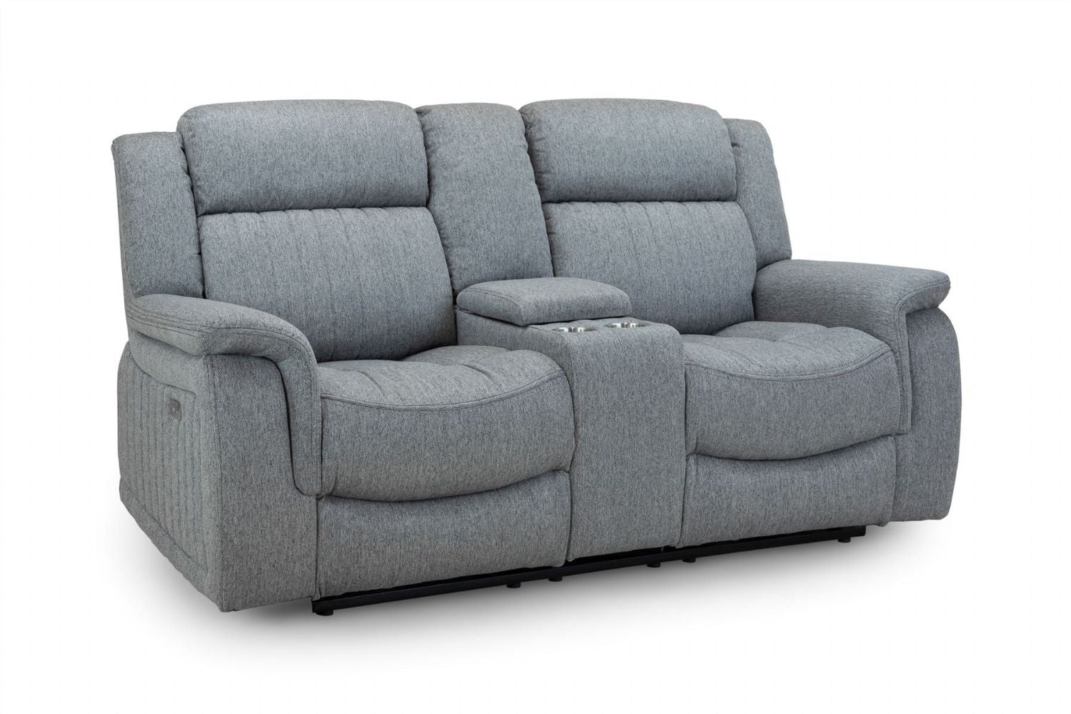 Grey Fabric 2 Seater Electric Recliner Sofa Pillow Top Arm - Home Furniture Interiors