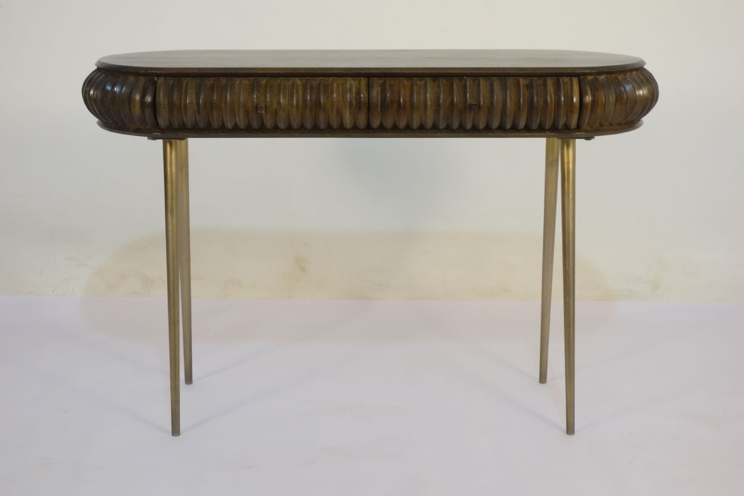 Traditional Mango Wood Capsule Design 2 Drawer Console Table