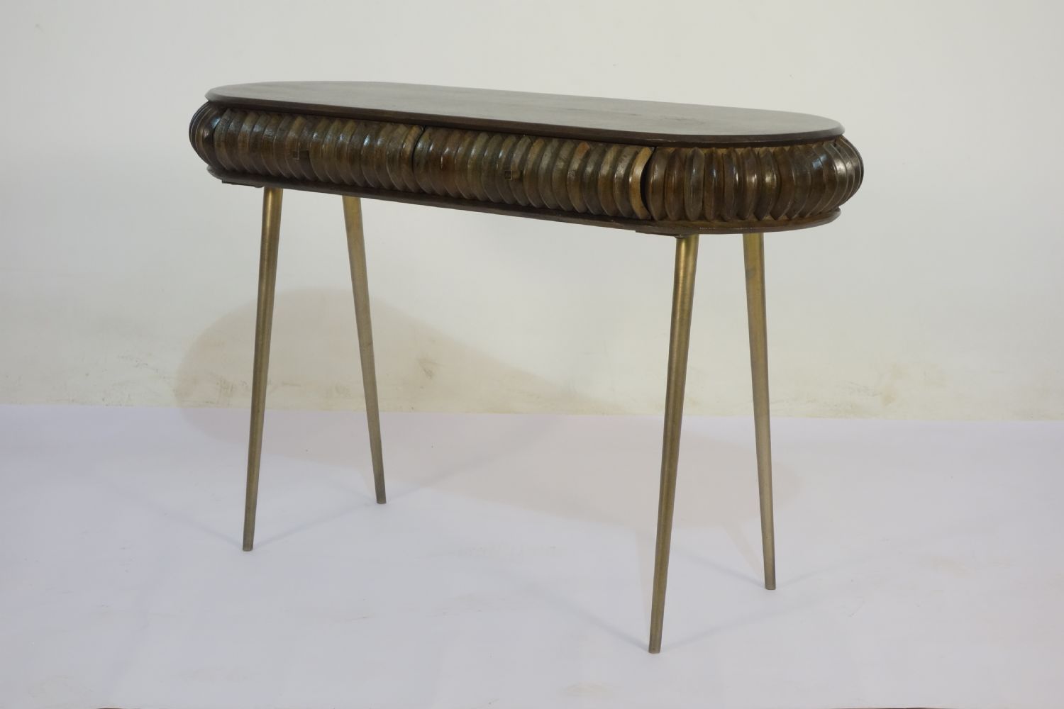 Traditional Mango Wood Capsule Design 2 Drawer Console Table