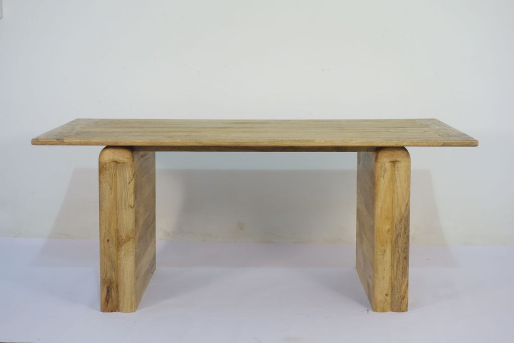 Traditional Mango Wood Rectangular 6 Seater Dining Table with Solid Block Legs