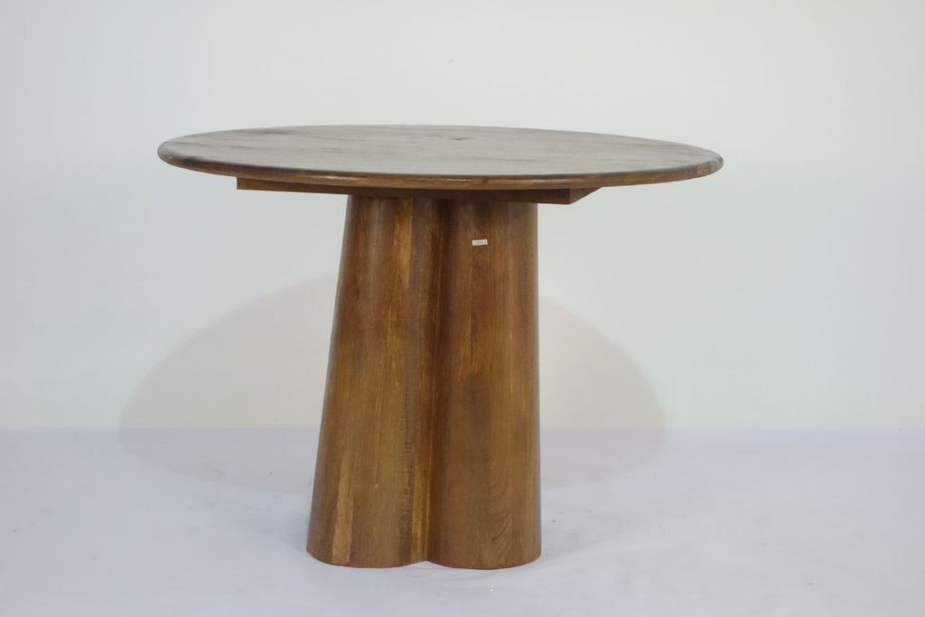 Modern Mango Wood 106cm Round 4 Seater Dining Table with Pedestal Base