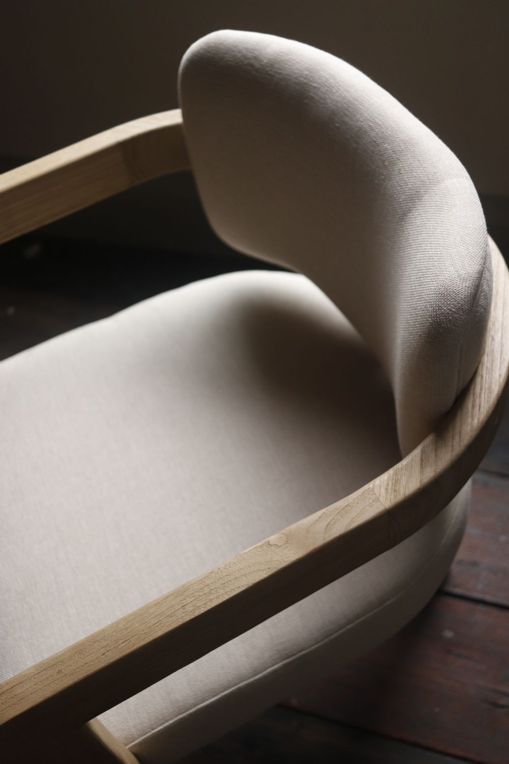 Modern Teak Wood Fabric Upholstered Dining Chair 58cm Wide