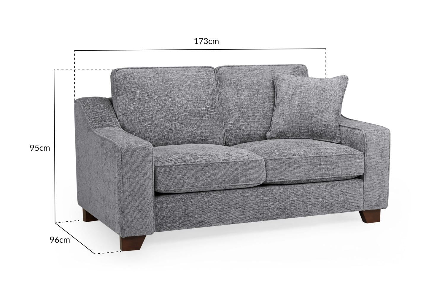 Slate Grey Fabric 2 Seater Sofa Walnut Wooden Feet - Home Furniture Interiors