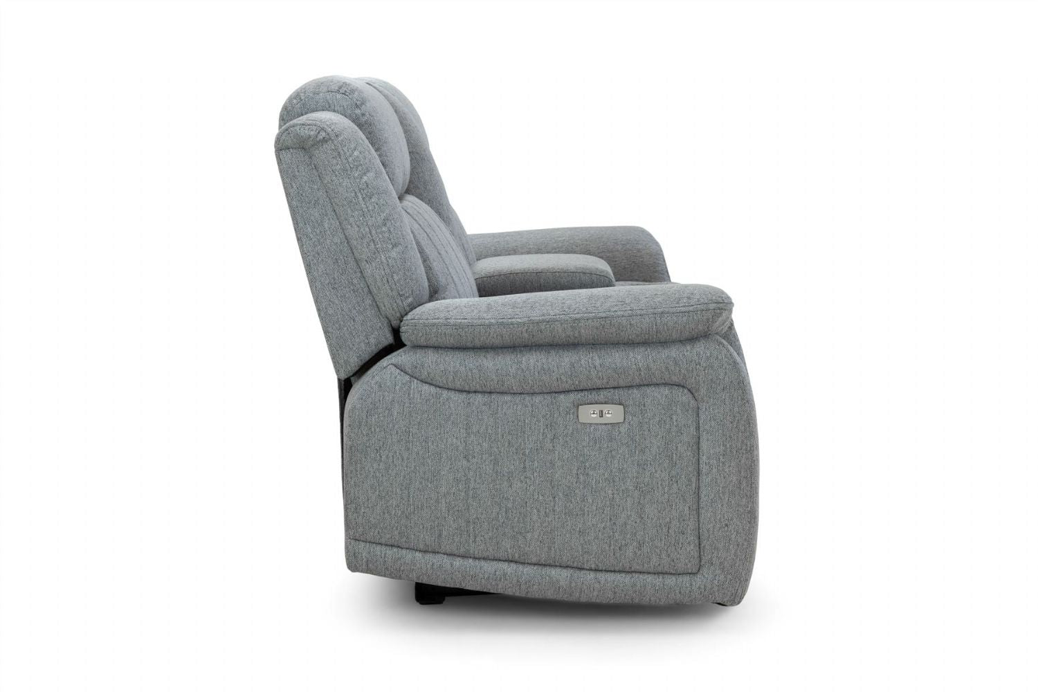 Grey Fabric 2 Seater Electric Recliner Sofa Pillow Top Arm - Home Furniture Interiors
