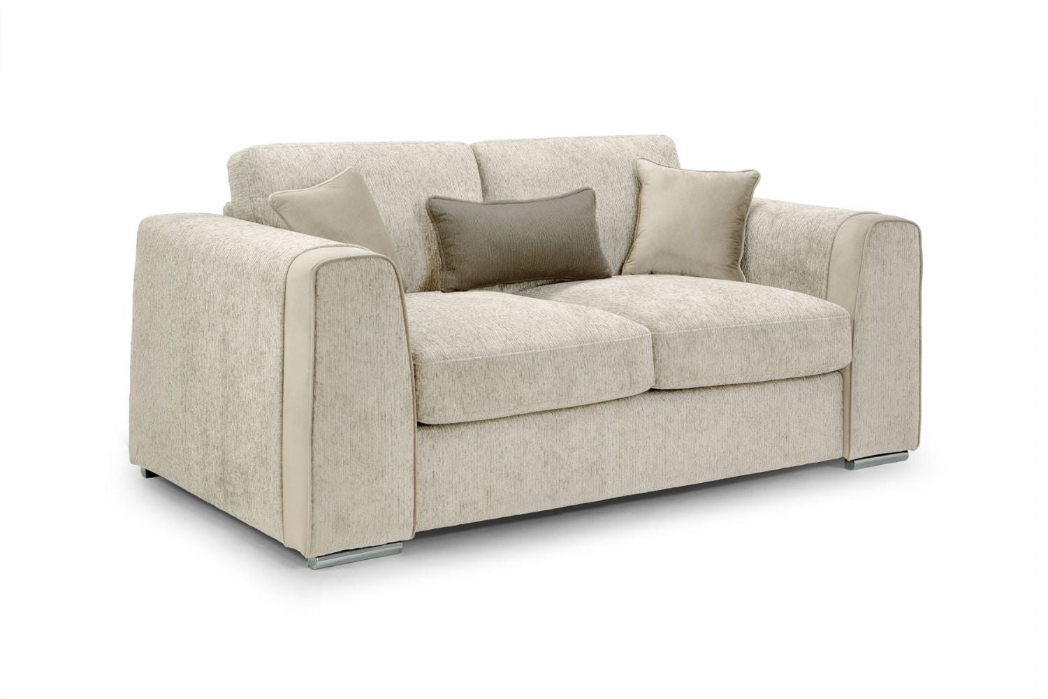 Beige Chenille Fabric 2 Seater Sofa Standard Back - Home Furniture Interiors