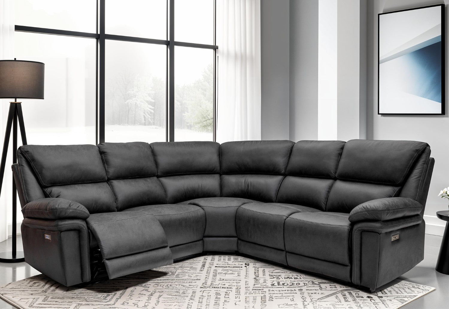 ALBANY FABRIC 2 CORNER 2 ELECTRIC RECLINER GROUP CHARCOAL