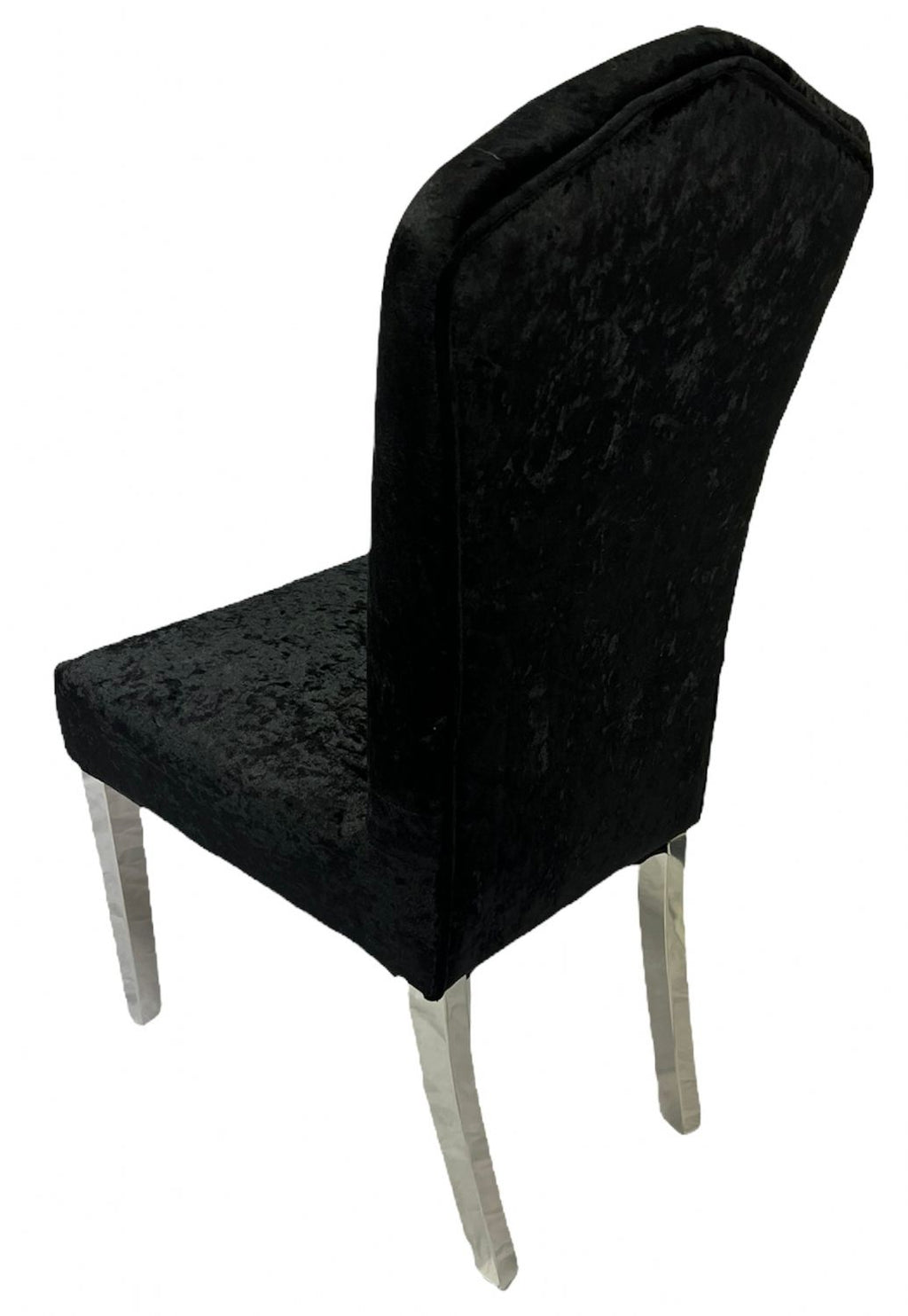 Black Crushed Velvet Dining Chair with Chrome Metal Legs