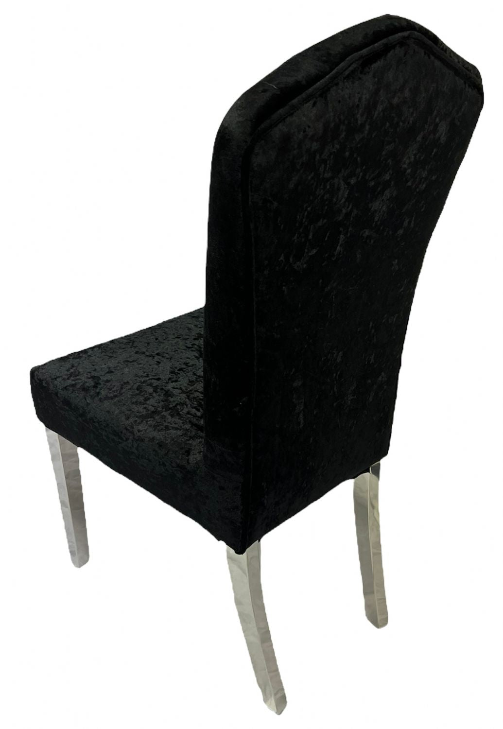 Black Crushed Velvet Dining Chair with Chrome Metal Legs
