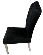 Black Crushed Velvet Dining Chair with Chrome Metal Legs