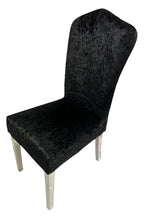 Black Crushed Velvet Dining Chair with Chrome Metal Legs