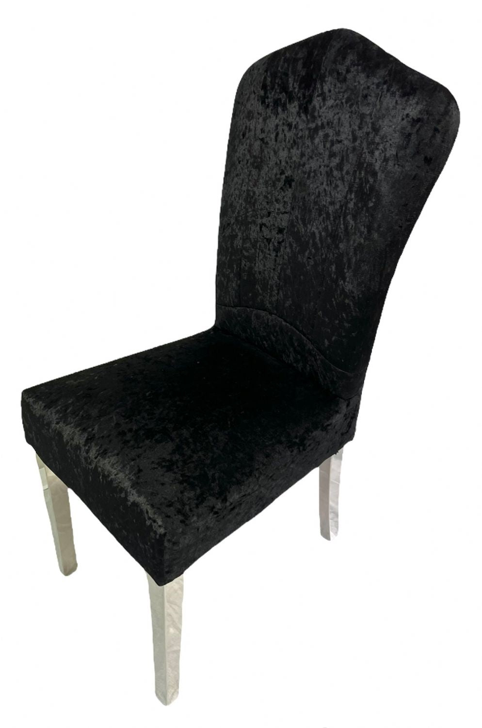 Black Crushed Velvet Dining Chair with Chrome Metal Legs