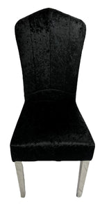 Black Crushed Velvet Dining Chair with Chrome Metal Legs