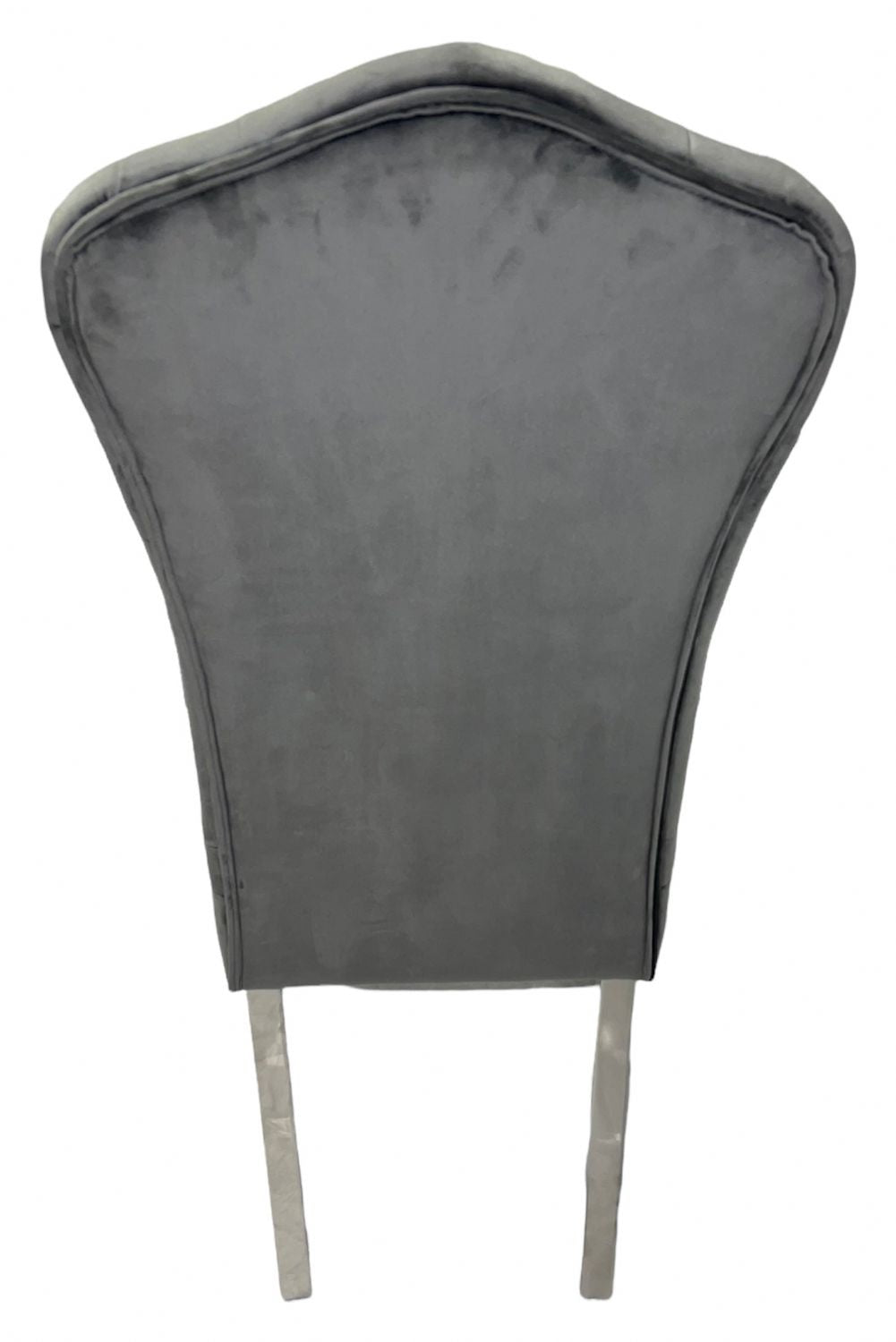 Dark Grey Velvet Dining Chair with Chrome Metal Legs