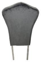 Dark Grey Velvet Dining Chair with Chrome Metal Legs