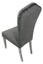 Dark Grey Velvet Dining Chair with Chrome Metal Legs