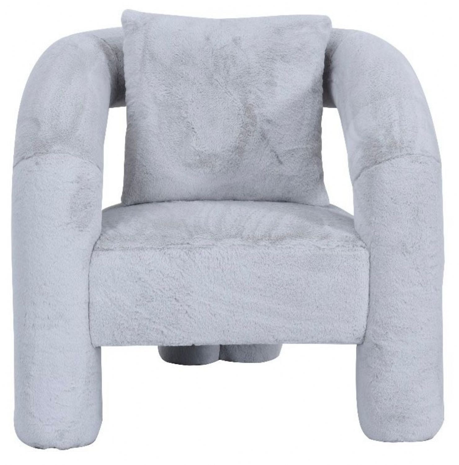 Light Grey Boucle Accent Chair with Curved Arms and Matching Cushion