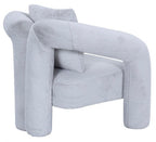Light Grey Boucle Accent Chair with Curved Arms and Matching Cushion