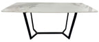 White Marble Effect Ceramic 1.8m Dining Table with Black Geometric Metal Base