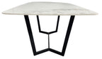 White Marble Effect Ceramic 1.8m Dining Table with Black Geometric Metal Base