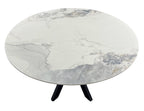 White Marble Effect Ceramic 1.3m/1.1m Round Dining Table with Black Cross Pedestal Base