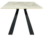 White Ceramic Top Lamp Table with Black Pedestal Base