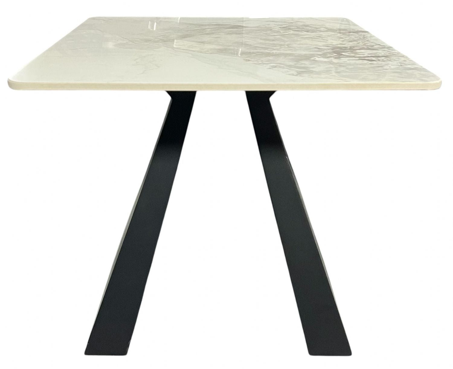 White Ceramic Top Lamp Table with Black Pedestal Base