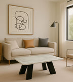 White Ceramic Coffee Table with Black Architectural Legs