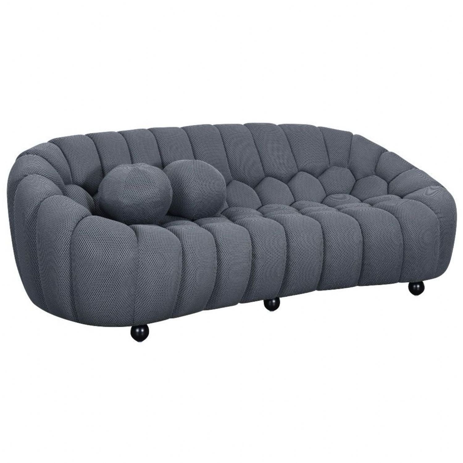 Grey 3 Seater Sofa with 3D Spacer Mesh Upholstery and Curved Design