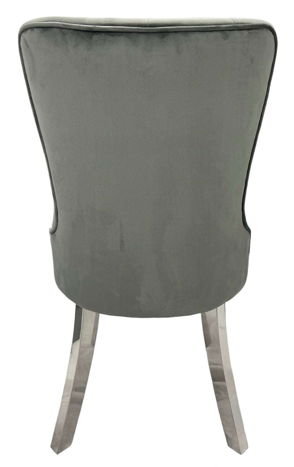 Dark Grey Velvet Dining Chair with Chrome Legs