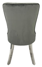 Dark Grey Velvet Dining Chair with Chrome Legs