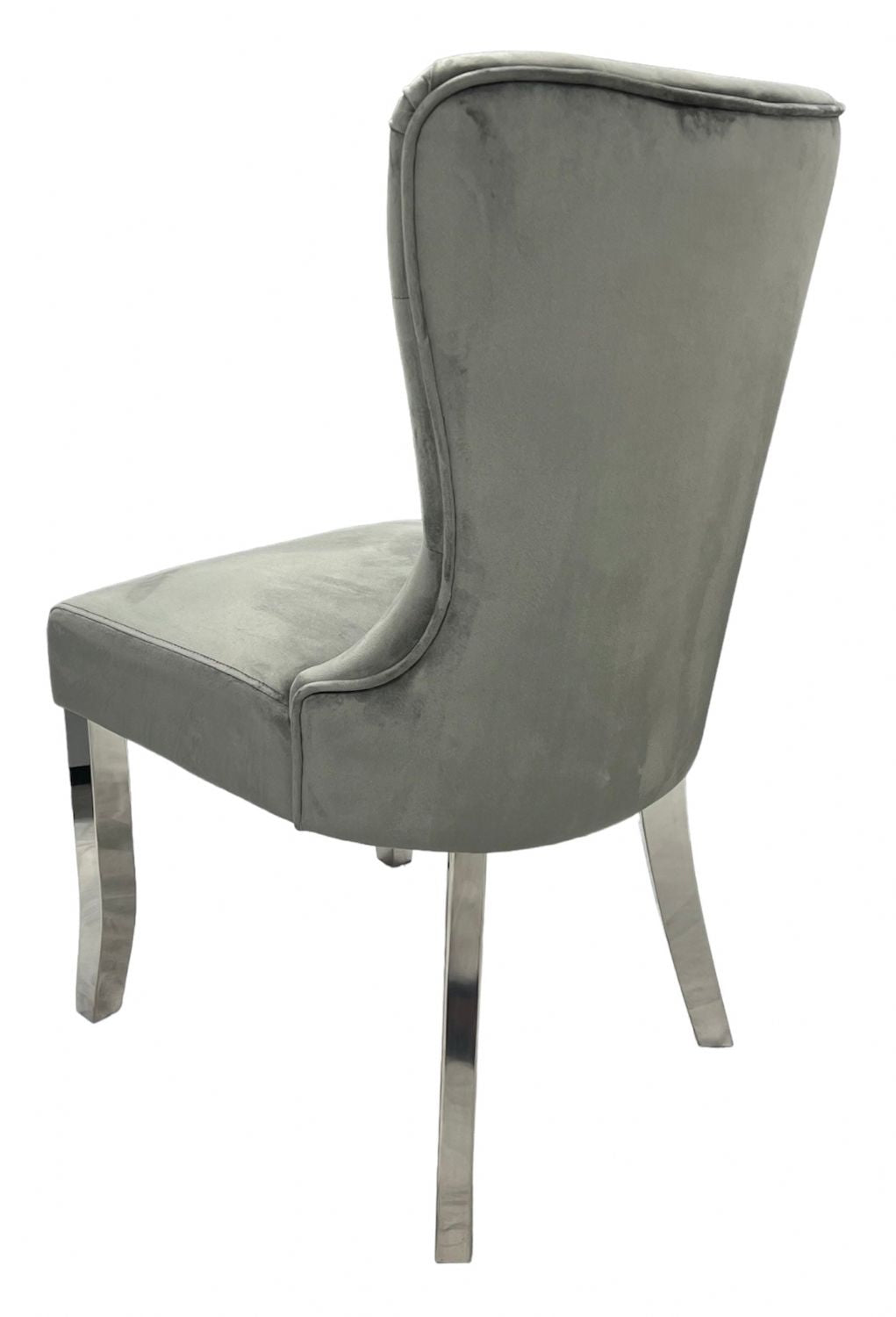 Dark Grey Velvet Dining Chair with Chrome Legs
