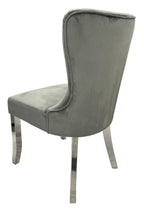 Dark Grey Velvet Dining Chair with Chrome Legs