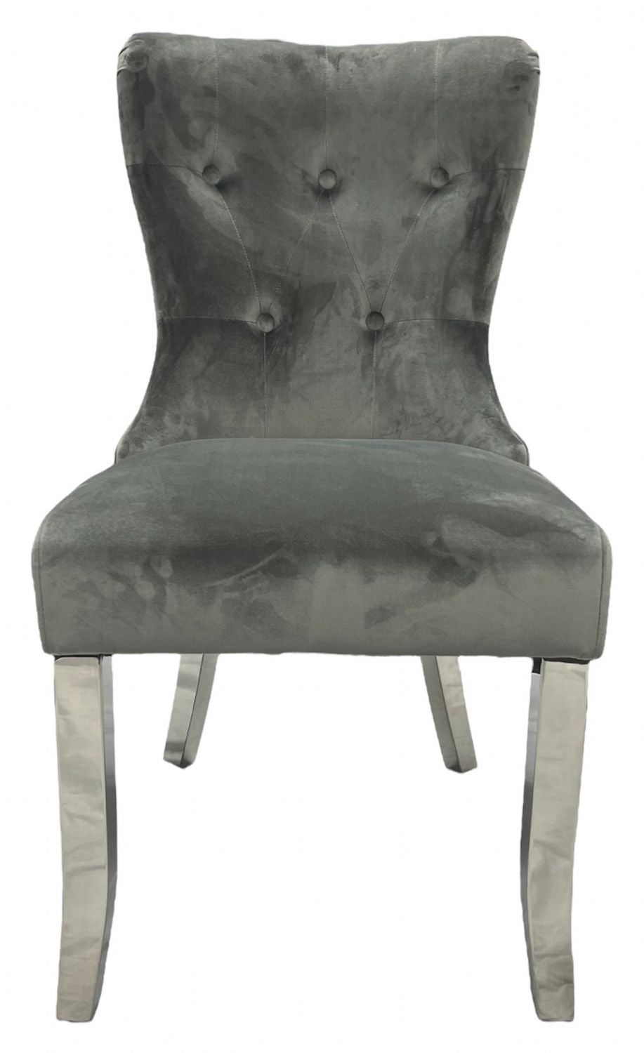 Dark Grey Velvet Dining Chair with Chrome Legs