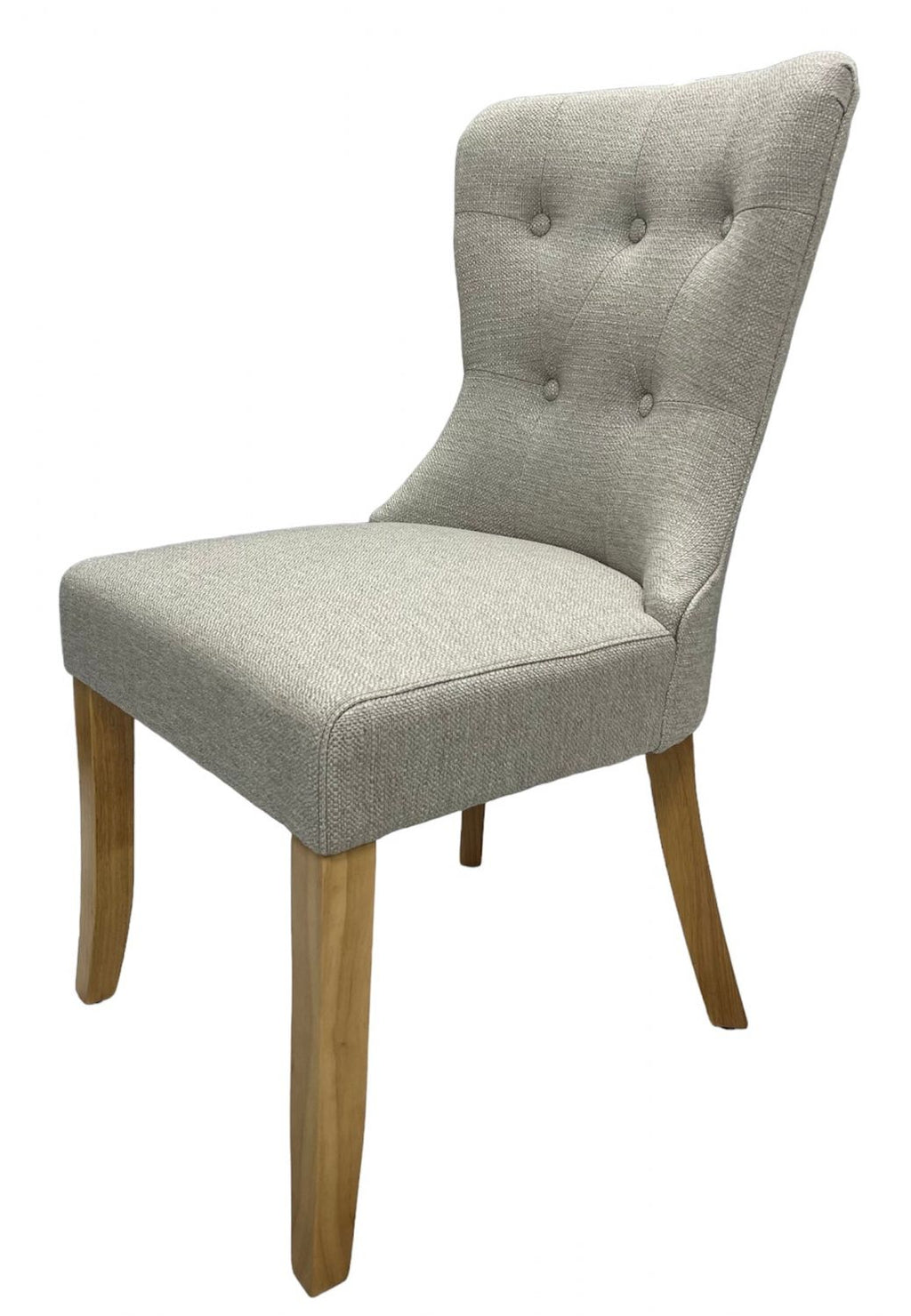 Beige Fabric Dining Chair with Oak Legs