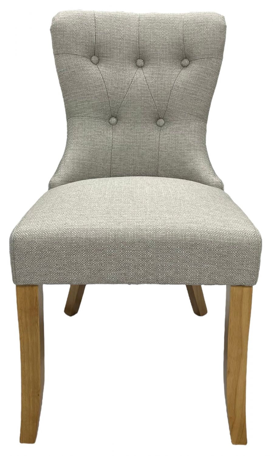 Beige Fabric Dining Chair with Oak Legs