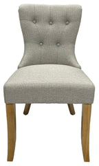 Beige Fabric Dining Chair with Oak Legs