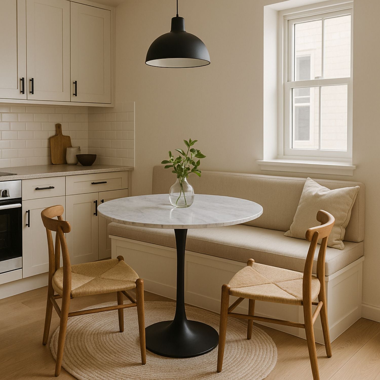 Grey Ceramic 0.9m Round Dining Table with Black Pedestal Base