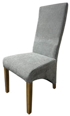 Grey Fabric Upholstered Dining Chair with Oak Legs