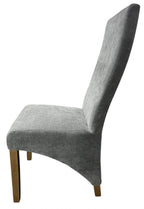 Grey Fabric Upholstered Dining Chair with Oak Legs
