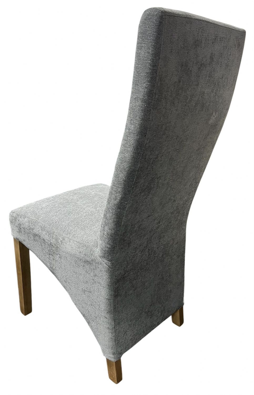 Grey Fabric Upholstered Dining Chair with Oak Legs