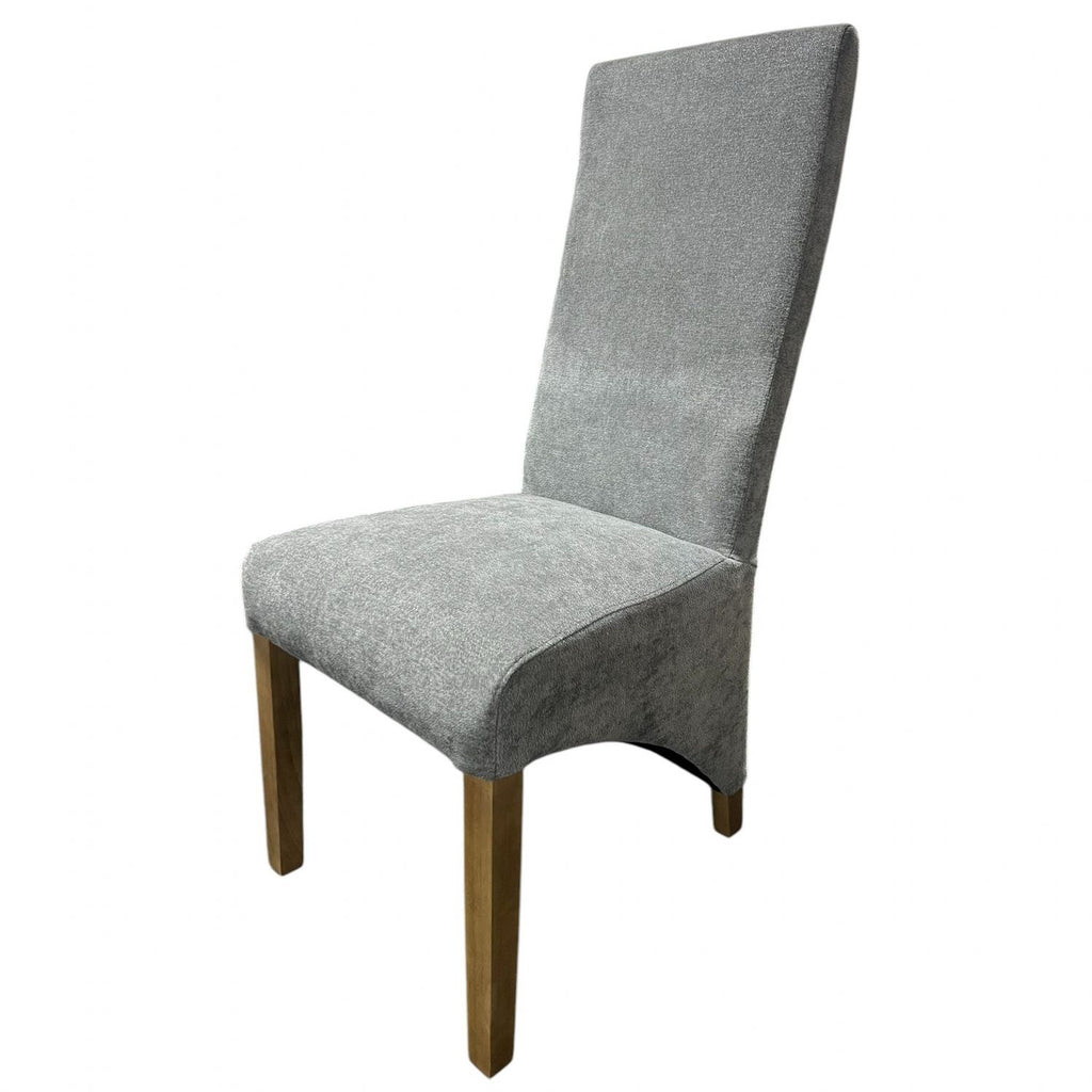 Grey Fabric Upholstered Dining Chair with Oak Legs