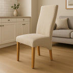 Mixed Brown Fabric Dining Chair with Oak Legs