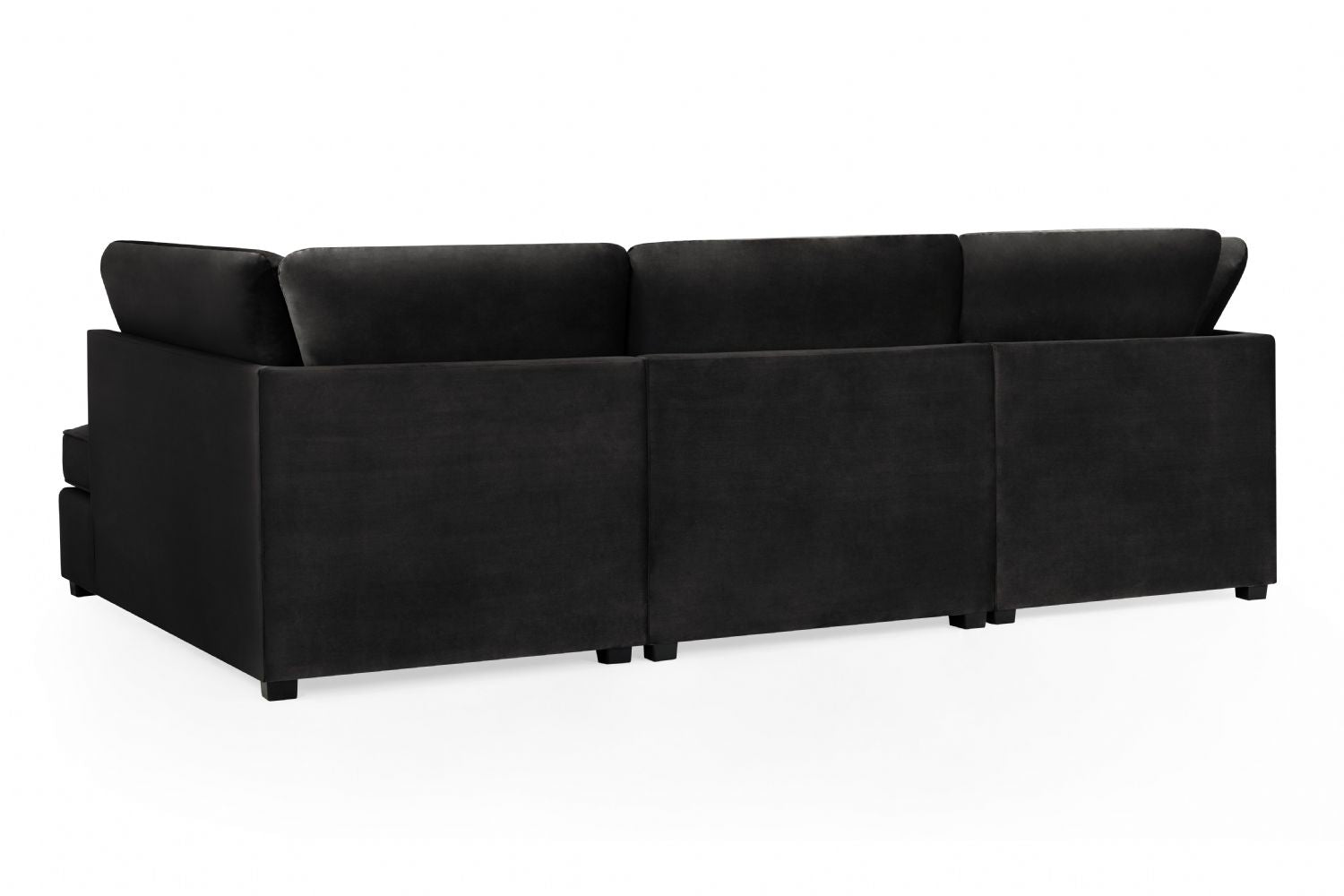 Black Fabric U Shape Plush Black Corner Sofa - Home Furniture Interiors