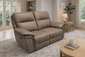 Brown Leather Fabric Upholstery 2 Seater Recliner Sofa